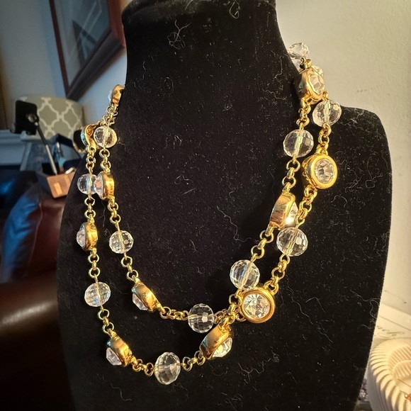 Vintage JBK 30” Crystal & Gold-Tone Necklace - Picture 5 of 5